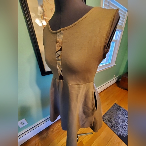 Wisdom Eye Tops - Unique Elegant Tan Sleeveless Baby Doll Dress By Wisdom Eye